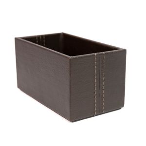 PORTA SACHÊ MDF/COURO SINTÉTICO 12X6,5CM H6CM MARROM CX172M