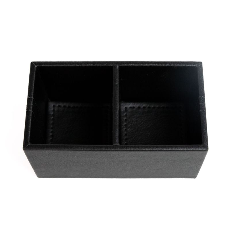 PORTA-SACHE-2-COMPARTIMENTOS-MDF-COURO-SINTETICO-12X6-5CM-H6CM-PRETO-CX173P