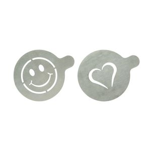 KIT 2 STENCILS DECORAÇÃO CAFÉ INOX CORAÇÃO/SMILEY Ø10CM STN-SS-CO