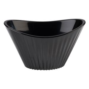 MINI BOWL OVAL CANELADO MELAMINA 9,5X5,5CM H5,5CM 70ML PRETO 84780