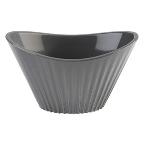 MINI BOWL OVAL CANELADO MELAMINA 9,5X5,5CM H5,5CM 70ML GRAFITE 84783