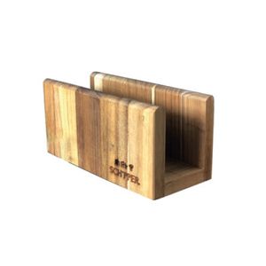 PORTA GUARDANAPO MADEIRA TECA 11X6,5CM H7CM SCH069