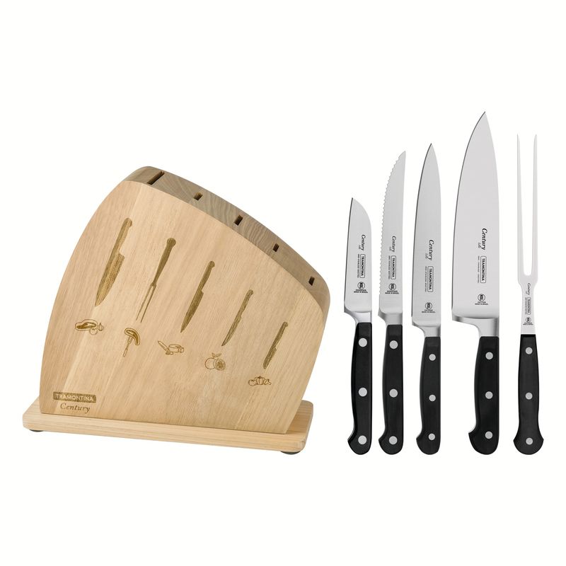 KIT-FACAS-6-PECAS-INOX-CABO-POLICARBONATO-CEPO-MADEIRA-CENTURY-24099-036