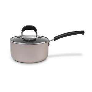 CAÇAROLA ALUMÍNIO ANTIADERENTE CABO TAMPA VIDRO Ø21CM H9CM 2,7L CINZA SAFFRON B7200/357