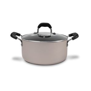 CAÇAROLA ALUMÍNIO ANTIADERENTE TAMPA VIDRO Ø24CM H19CM 4,7L CINZA SAFFRON B7200/360