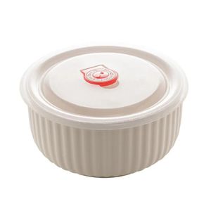 KIT 3 RAMEQUINS REFRATÁRIO PORCELANA TAMPA PLÁSTICA Ø16CM Ø13,5 Ø10,5CM NEW BONE 8591