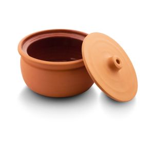 CAÇAROLA TAMPA CERÂMICA REFRATÁRIA Ø16CM H11CM ESMALTE INTERIOR MARROM GUVEC 20321004-99BW
