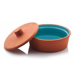 CAÇAROLA TAMPA CERÂMICA REFRATÁRIA Ø15CM H6CM ESMALTE INTERIOR TURQUESA SILIFKE 26920153-99TQ