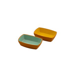 KIT 2 MINI BOWLS CERÂMICA 13X9CM H4CM ESMALTE INTERIOR CORES SORTIDAS BEYKOZ