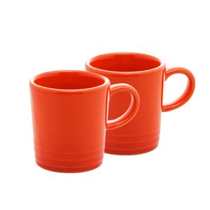 KIT 2 XÍCARAS CAFÉ CERÂMICA 100ML Ø6CM H7CM RETRÔ LARANJA 28886