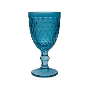 JOGO 6 TAÇAS BICO JACA VIDRO 330ML Ø9CM H17CM AZUL EMPIRE B57725/114